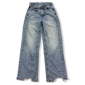 American‎ Eagle Pants Women's 00 Blue High Rise Baggy Wide Leg Jeans Y2K